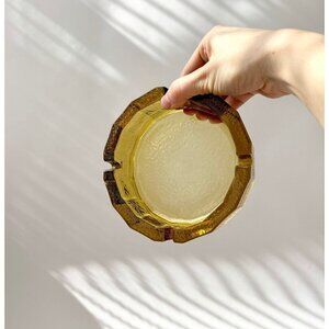 Blenko Classic Vintage Amber Hand Blown Ash Tray - large